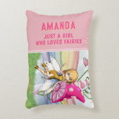 Gewoon een meisje dat houdt van feeën roze accent kussen (Voorkant(Verticaal))