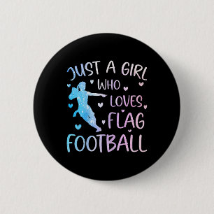 Gewoon een meisje dat houdt van Flag Football Funn Ronde Button 5,7 Cm