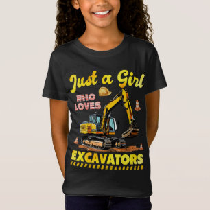 Gewoon een meisje dat houdt van graafmachines retr t-shirt