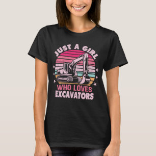 Gewoon een meisje dat houdt van graafmachines retr t-shirt