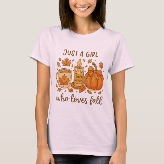 Gewoon een meisje dat houdt van Herfst Cozy Autumn T-shirt (Voorkant)