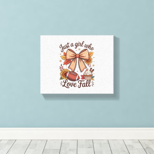 Gewoon een meisje dat houdt van Herfst Cozy Canvas Afdruk (Insitu (Houten vloer))