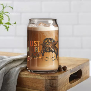Gewoon een meisje dat houdt van Herfst Plaid Messy Blikvorm Glas
