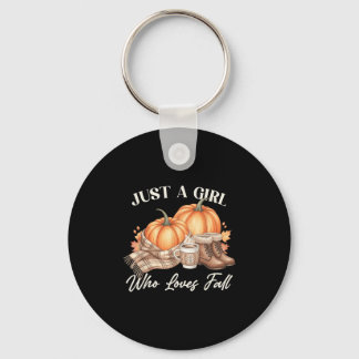 Gewoon een meisje dat houdt van Herfst pompoen Foo Sleutelhanger