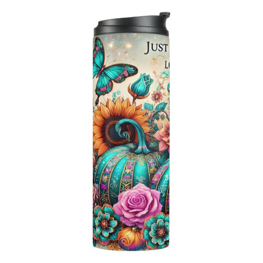 Gewoon een meisje dat houdt van Herfst pompoen  Thermosbeker (Gedraaid links)