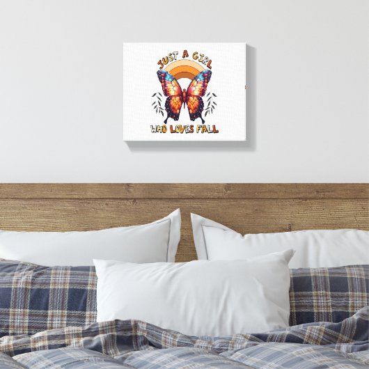 Gewoon een meisje dat houdt van Herfst Thanksgivin Canvas Afdruk (Insitu (Slaapkamer))