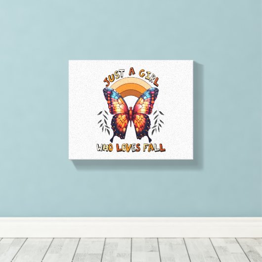 Gewoon een meisje dat houdt van Herfst Thanksgivin Canvas Afdruk (Insitu (Houten vloer))