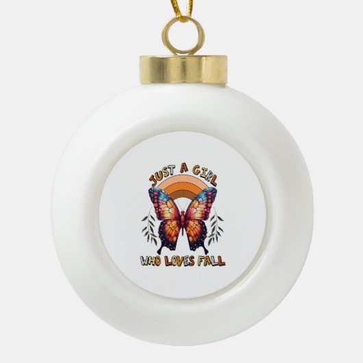 Gewoon een meisje dat houdt van Herfst Thanksgivin Keramische Bal Ornament (Voorkant)