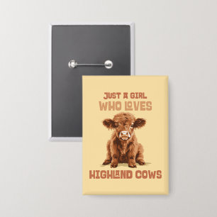 Gewoon een meisje dat houdt van Highland Koeien Button