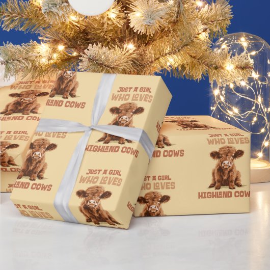 Gewoon een meisje dat houdt van Highland Koeien Cadeaupapier (Feestdagen)