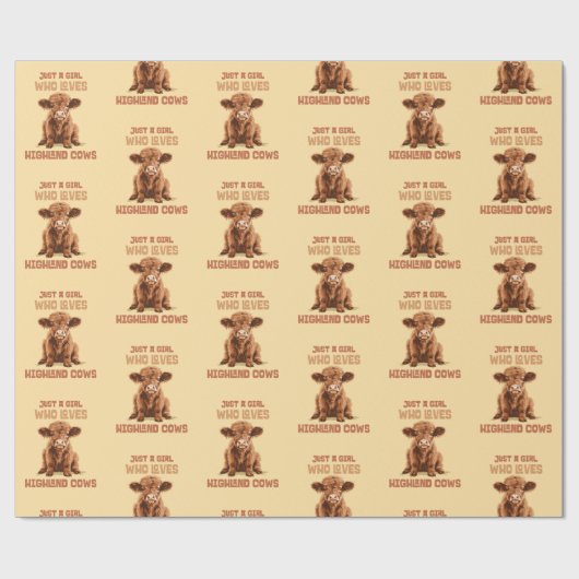 Gewoon een meisje dat houdt van Highland Koeien Cadeaupapier (Vlak)