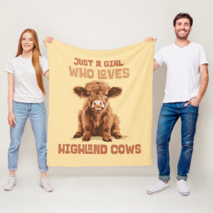 Gewoon een meisje dat houdt van Highland Koeien Fleece Deken