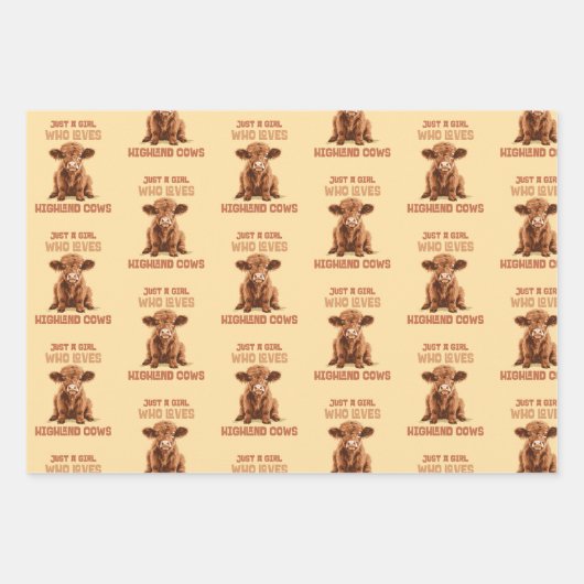 Gewoon een meisje dat houdt van Highland Koeien Inpakpapier Vel (Voorkant)