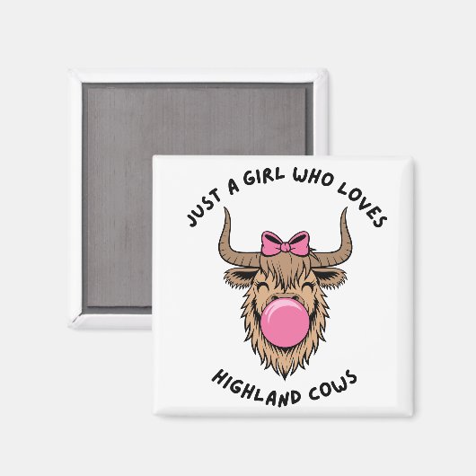 Gewoon een meisje dat houdt van Highland Koeien Sc Magneet (Voorkant / Achterkant)