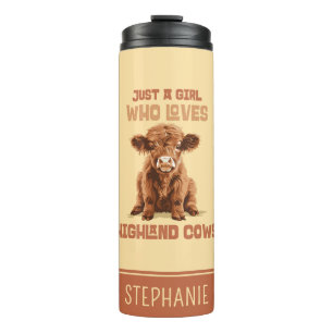 Gewoon een meisje dat houdt van Highland Koeien Thermosbeker