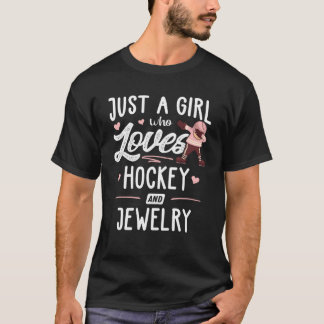 Gewoon een meisje dat houdt van hockey en sieraden t-shirt