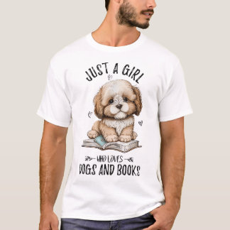Gewoon een meisje dat houdt van honden en boeken p t-shirt