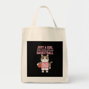 Gewoon een meisje dat houdt van katten en basketba tote bag