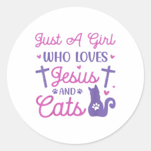 Gewoon een meisje dat houdt van katten en Jezus gr Ronde Sticker