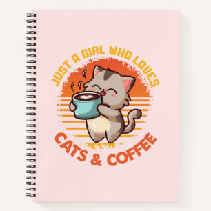 Gewoon een meisje dat houdt van katten en koffie notitieboek