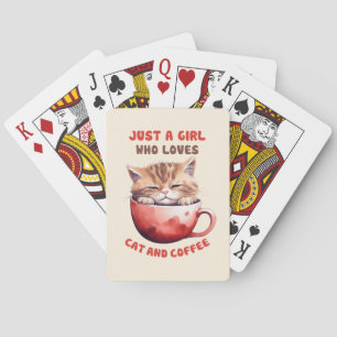 Gewoon een meisje dat houdt van katten en koffie ( pokerkaarten