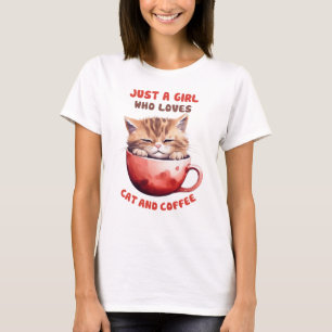 Gewoon een meisje dat houdt van katten en koffie ( t-shirt