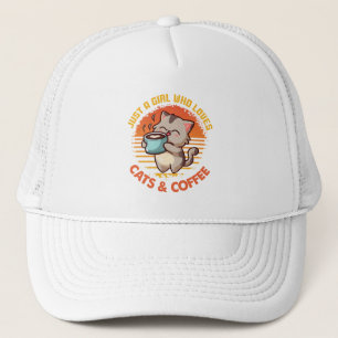 Gewoon een meisje dat houdt van katten en koffie trucker pet