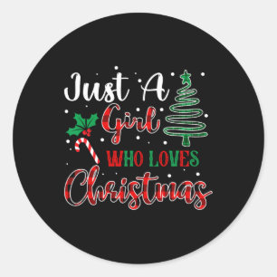 Gewoon een meisje dat houdt van kerst grappige ker ronde sticker