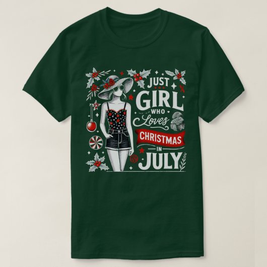 Gewoon een meisje dat houdt van Kerstmis in juli m T-shirt (Design voorkant)