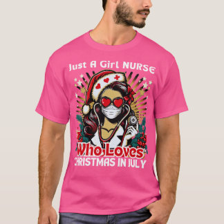 Gewoon een meisje dat houdt van Kerstmis in juli v T-shirt
