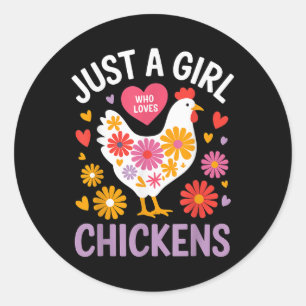 Gewoon een meisje dat houdt van kippen boer meisje ronde sticker