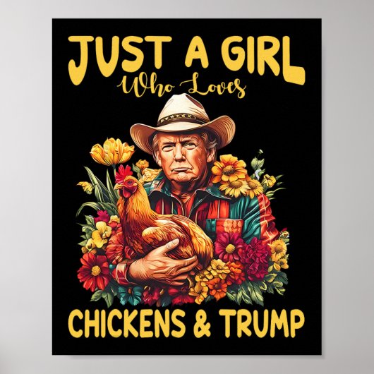 Gewoon een meisje dat houdt van kippen en Trump gr Poster (Voorkant)