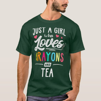 Gewoon een meisje dat houdt van kleurpotloden en t t-shirt