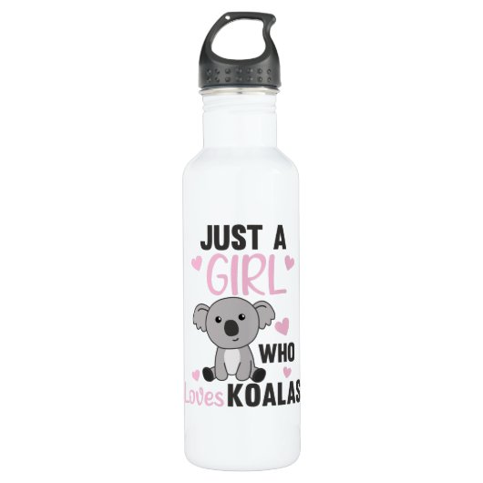 Gewoon een meisje dat houdt van Koalas Cute Koala  Waterfles (Voorkant)