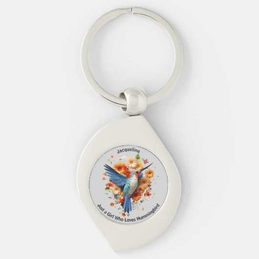 Gewoon een meisje dat houdt van kolibrie personali sleutelhanger (Voorkant)