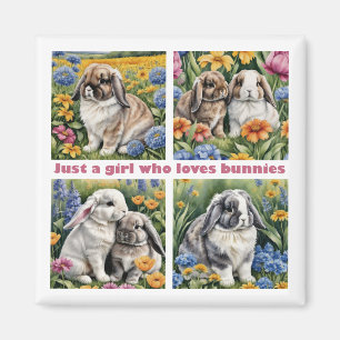 Gewoon een meisje dat houdt van konijntjes koelkas magneet