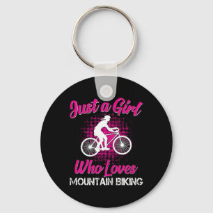 Gewoon een meisje dat houdt van mountainbiken meis sleutelhanger