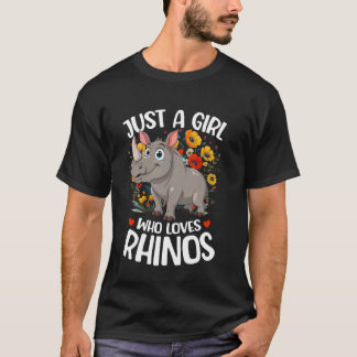 Gewoon een meisje dat houdt van neushoorns estheti t-shirt