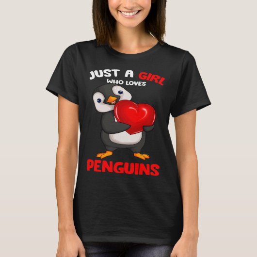 Gewoon een meisje dat houdt van pinguïns Kinder me T-shirt (Voorkant)