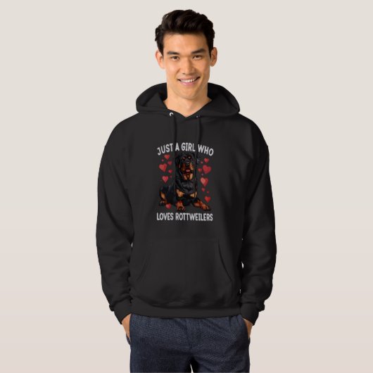 Gewoon een meisje dat houdt van Rottweiler Funny R Hoodie (Voorkant volledig)
