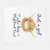 Gewoon een meisje dat houdt van Schotse Highland K Fleece Deken (Voorkant (Horizontaal))