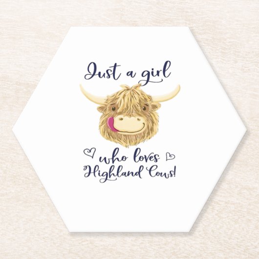 Gewoon een meisje dat houdt van Schotse Highland K Kartonnen Onderzetters (Voorkant)
