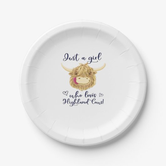 Gewoon een meisje dat houdt van Schotse Highland K Papieren Bordje (Voorkant)