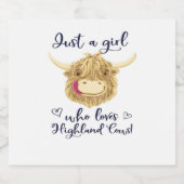 Gewoon een meisje dat houdt van Schotse Highland K Sparkling Wijnetiket (Enkel label)