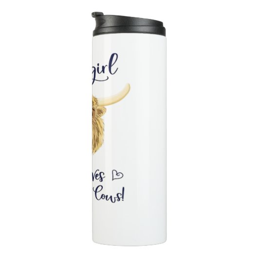 Gewoon een meisje dat houdt van Schotse Highland K Thermosbeker (Geroteerd rechts)