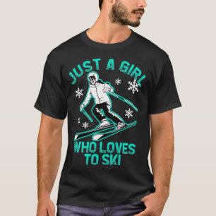 Gewoon een meisje dat houdt van skiën vrouwen skië t-shirt