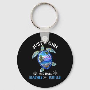 Gewoon een meisje dat houdt van stranden en schild sleutelhanger