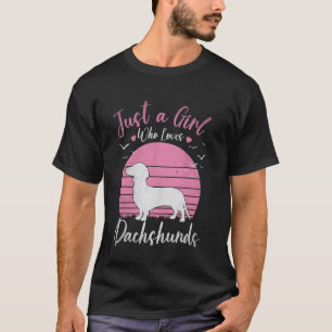 gewoon een meisje dat houdt van teckels hondenvro t-shirt