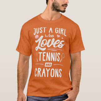 Gewoon een meisje dat houdt van tennis en krijtjes t-shirt
