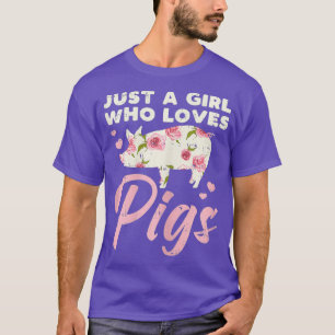 Gewoon een meisje dat houdt van varkens die Boerde T-shirt